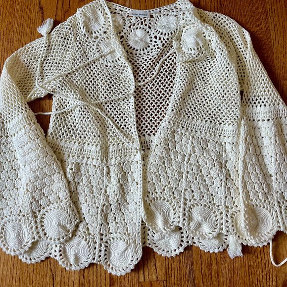 Roller Rabbit NWT Benita Crochet Cardigan Top, S New with Tags - Picture 9 of 9